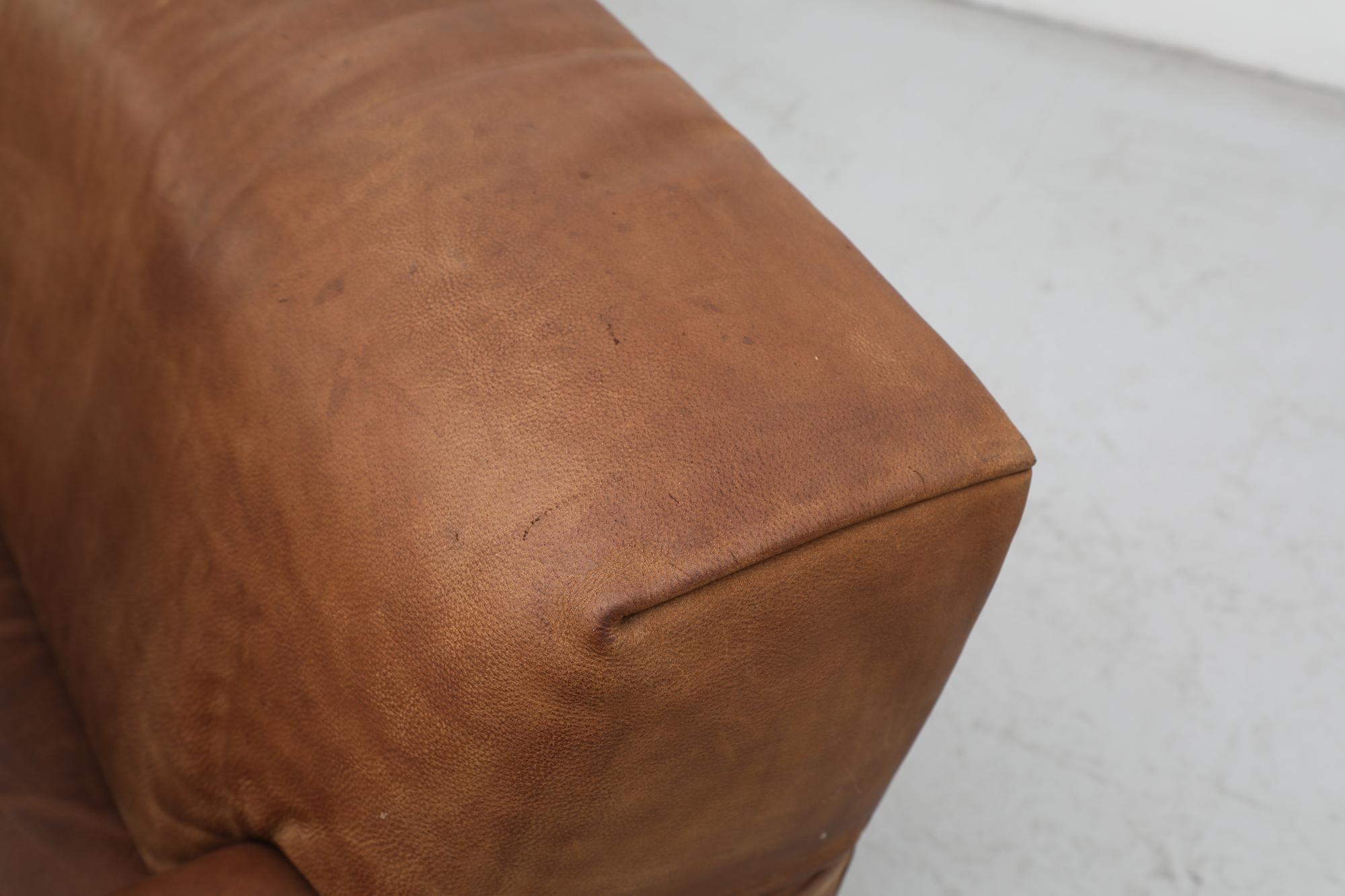 Mid-Century Molinari Italian Cognac Leather Sofa 8
