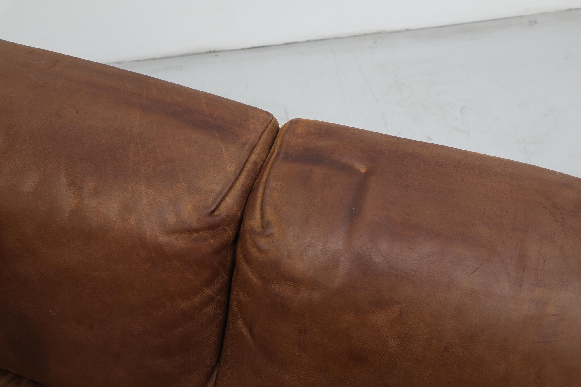 Mid-Century Molinari Italian Cognac Leather Sofa 10