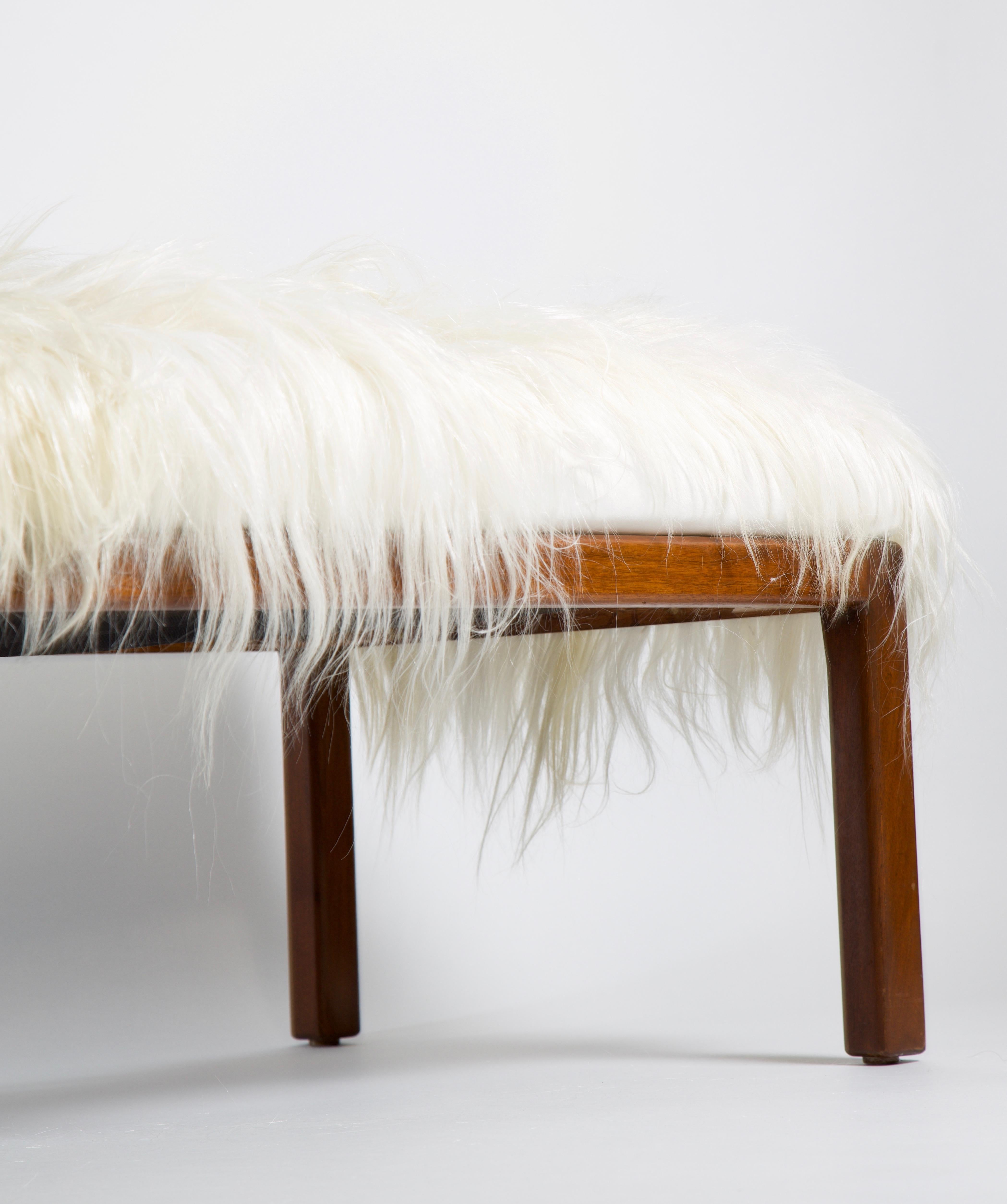 Midcentury Mongolian Fur Bench 1