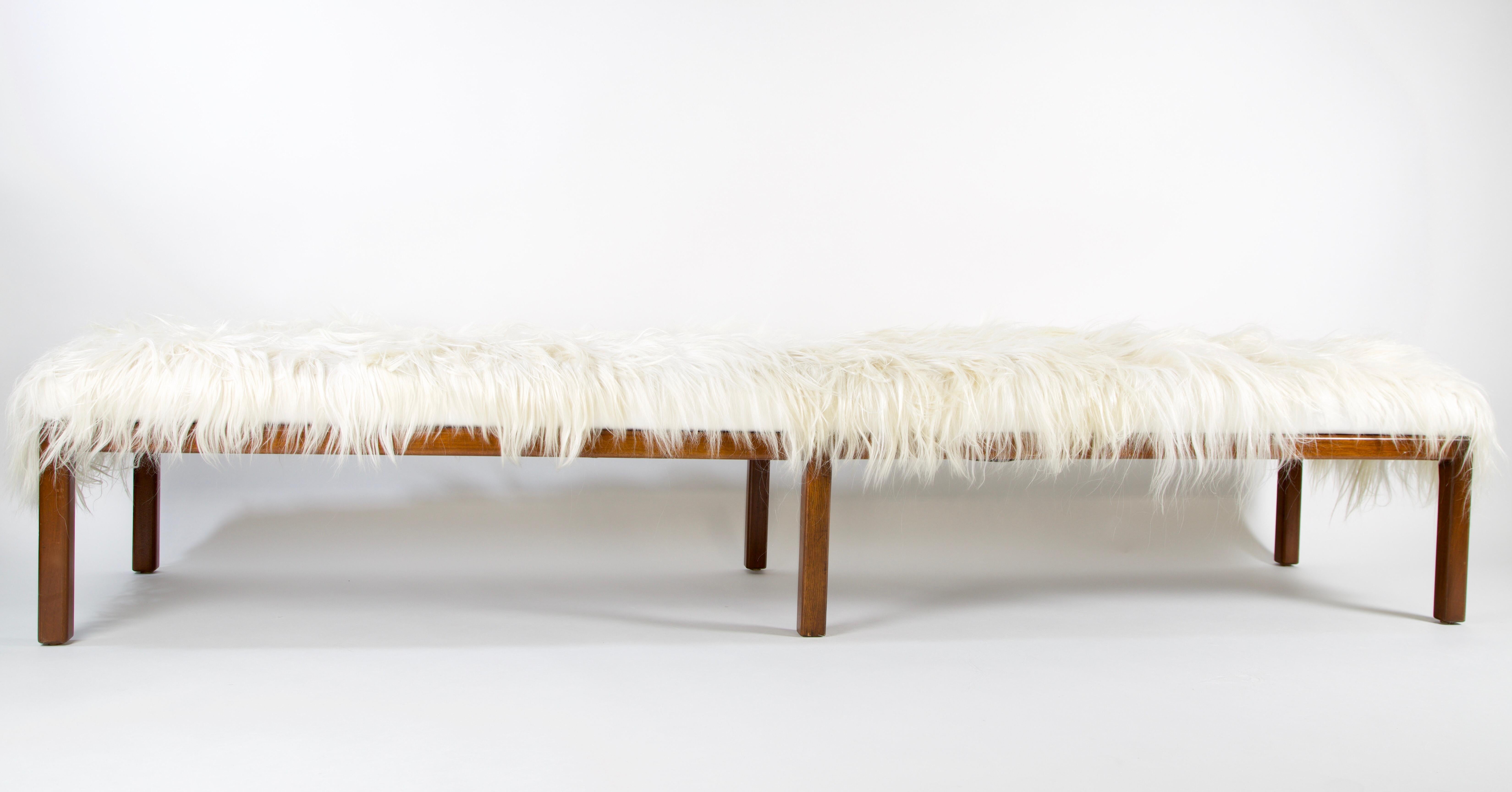 mongolian sheepskin bench