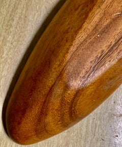 Mid Century Monkey Pod Wood 22" Long Narrow Baguette Rolls Decorative Bowl