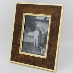 Marco de fotos de madera de nogal y metal Montagnani de mediados de siglo, Italia Años 70