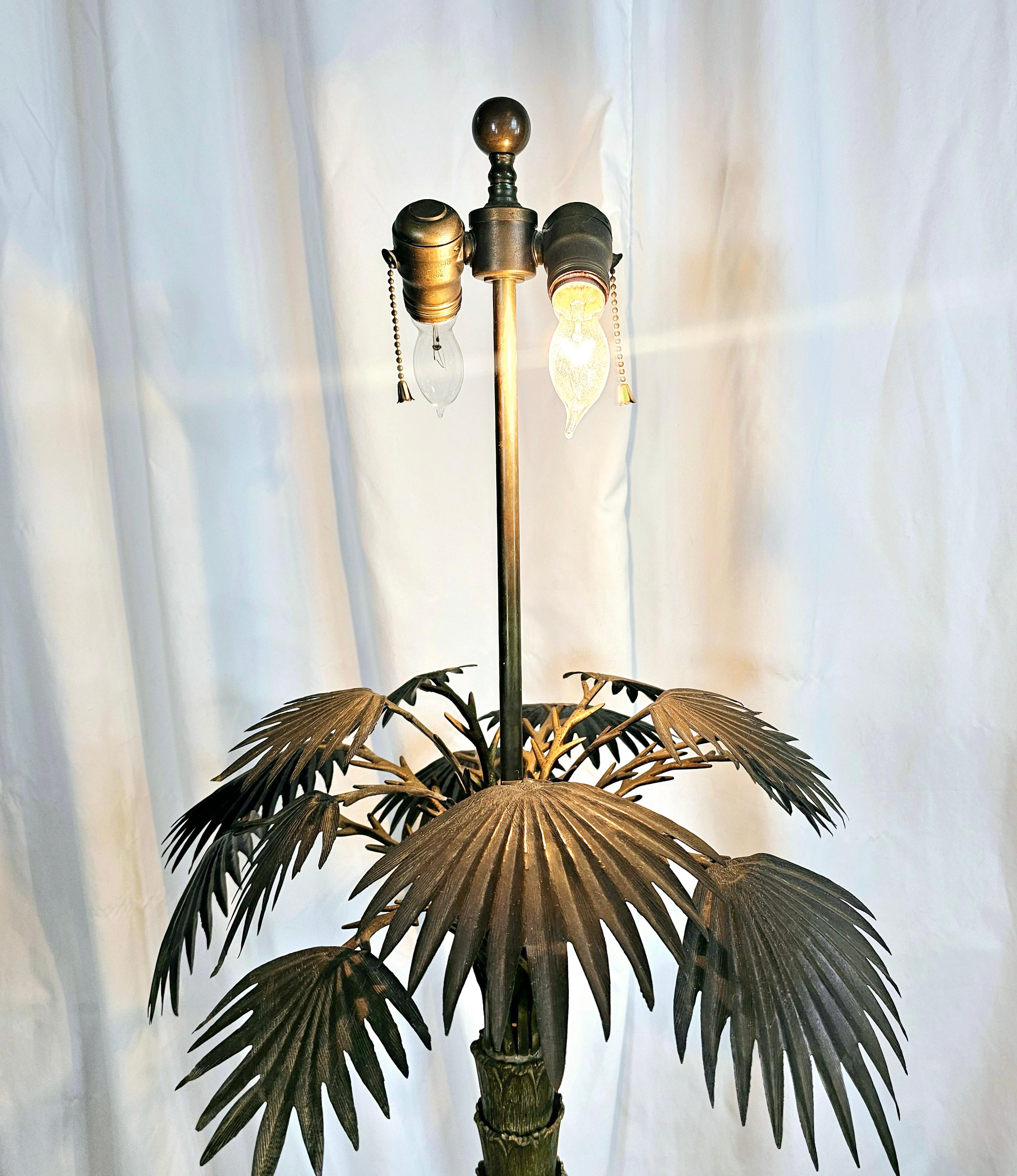 Mid Century Monumental Brass Palm Tree Table Lamp by Chapman  For Sale 5
