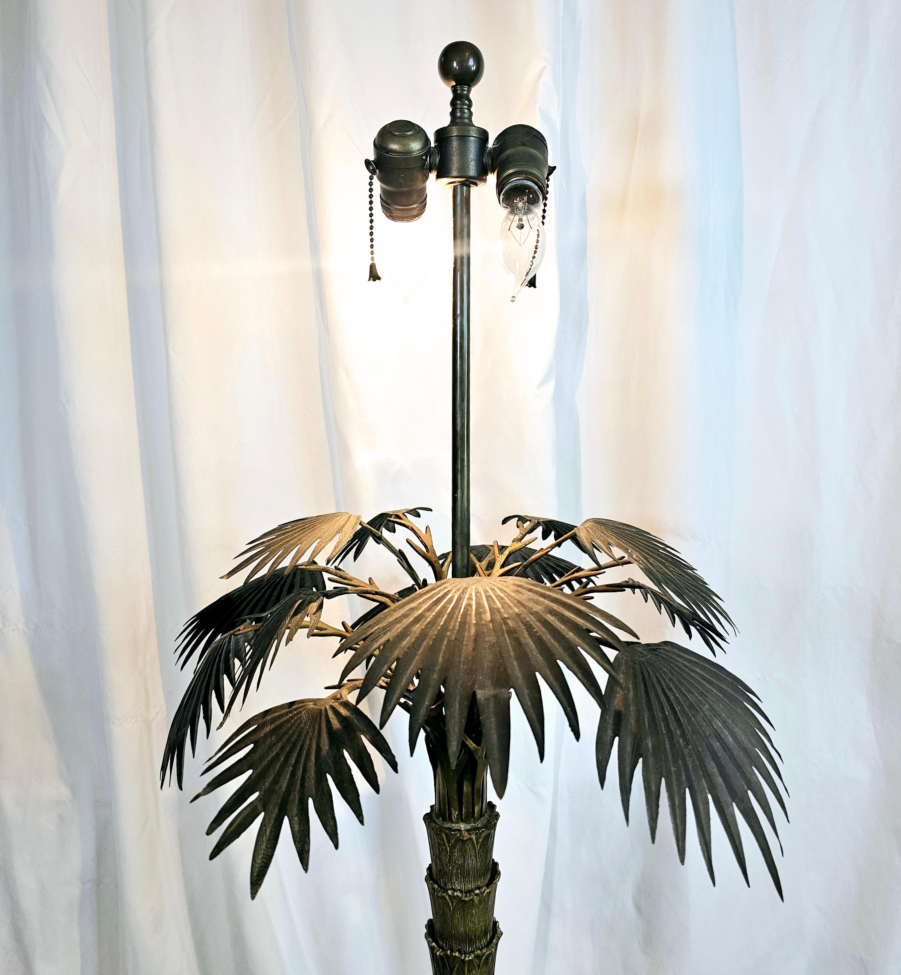 Mid Century Monumental Brass Palm Tree Table Lamp by Chapman  For Sale 2
