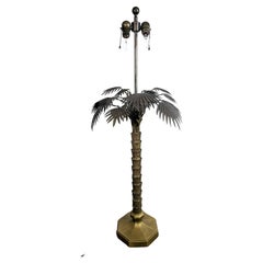 Retro Mid Century Monumental Brass Palm Tree Table Lamp by Chapman 