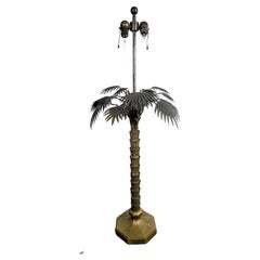 Mid Century Monumental Brass Palm Tree Table Lamp by Chapman