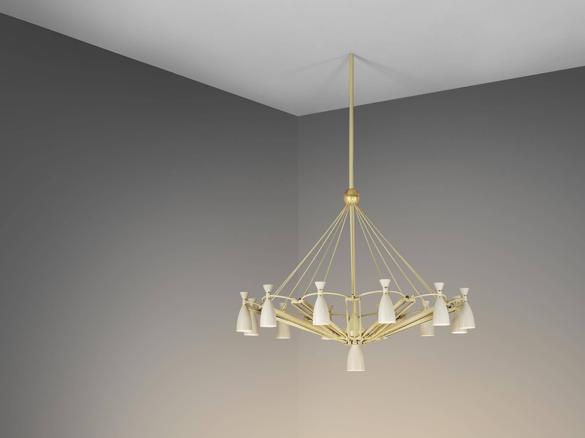 Mid-Century Modern Mid-Century Monumental Chandelier in Lacquered Metal 300 cm/118 in. For Sale