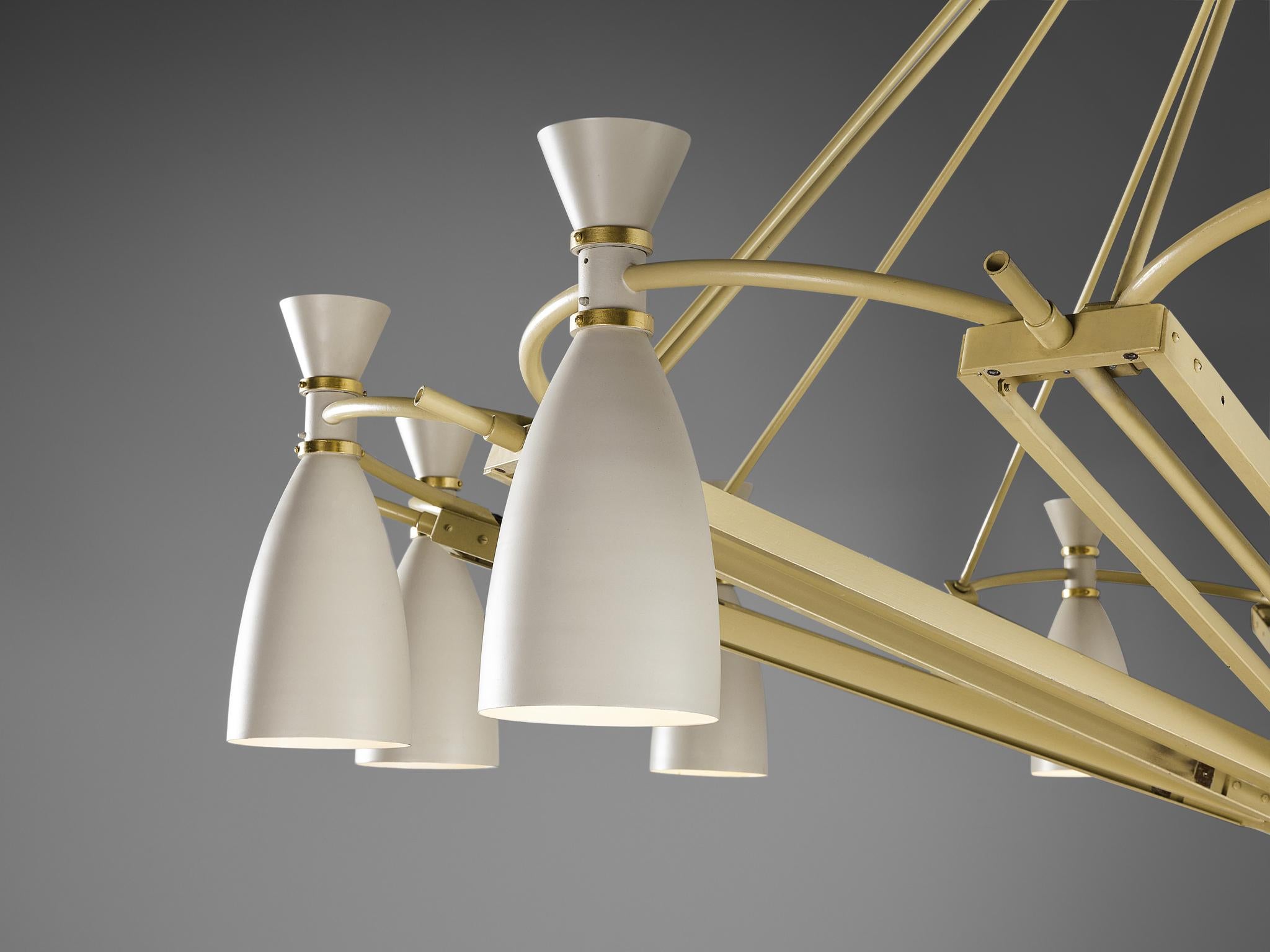 Dutch Mid-Century Monumental Chandelier in Lacquered Metal 300 cm/118 in. For Sale