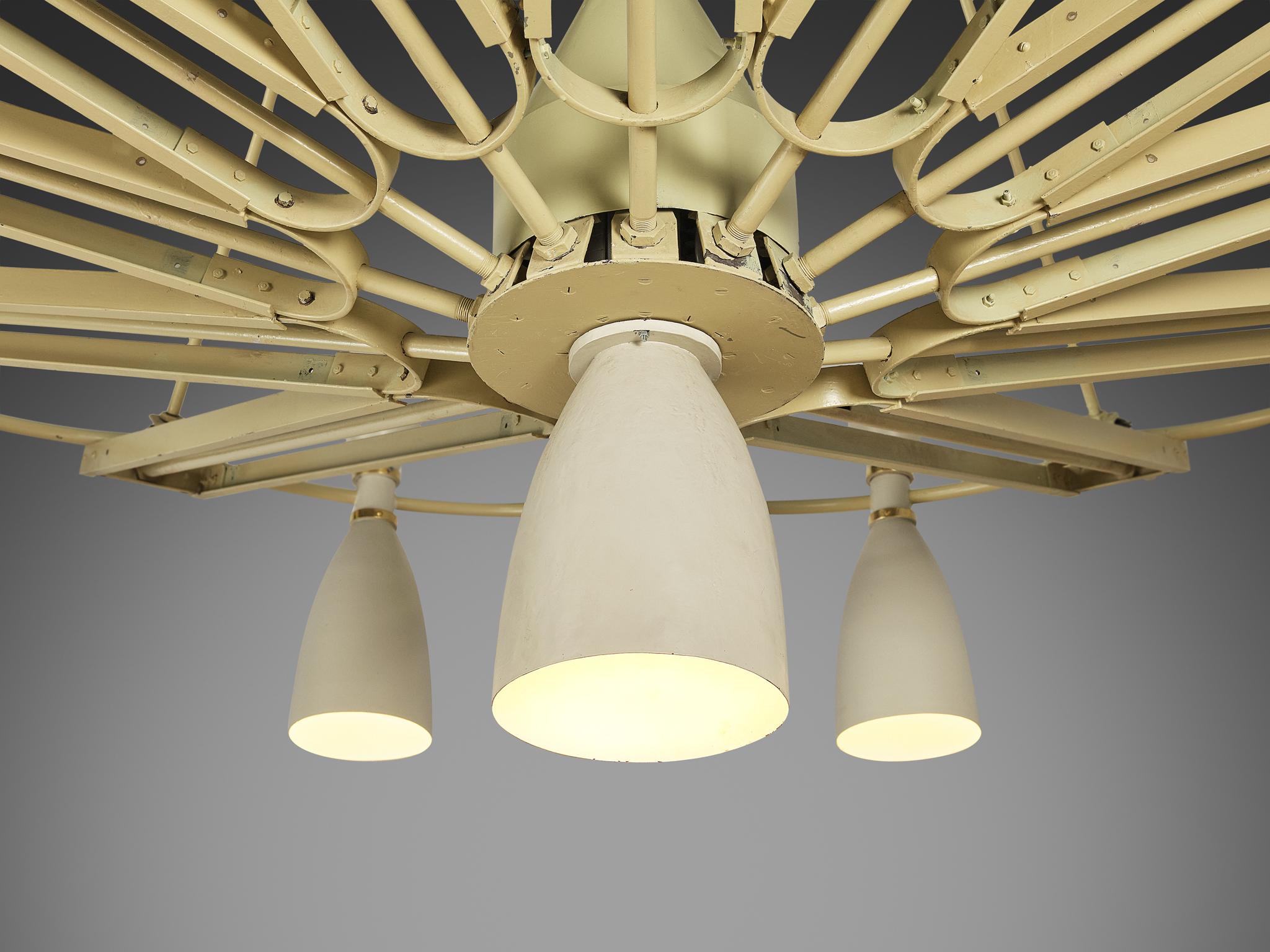 Mid-Century Monumental Chandelier in Lacquered Metal 300 cm/118 in. In Good Condition For Sale In Waalwijk, NL