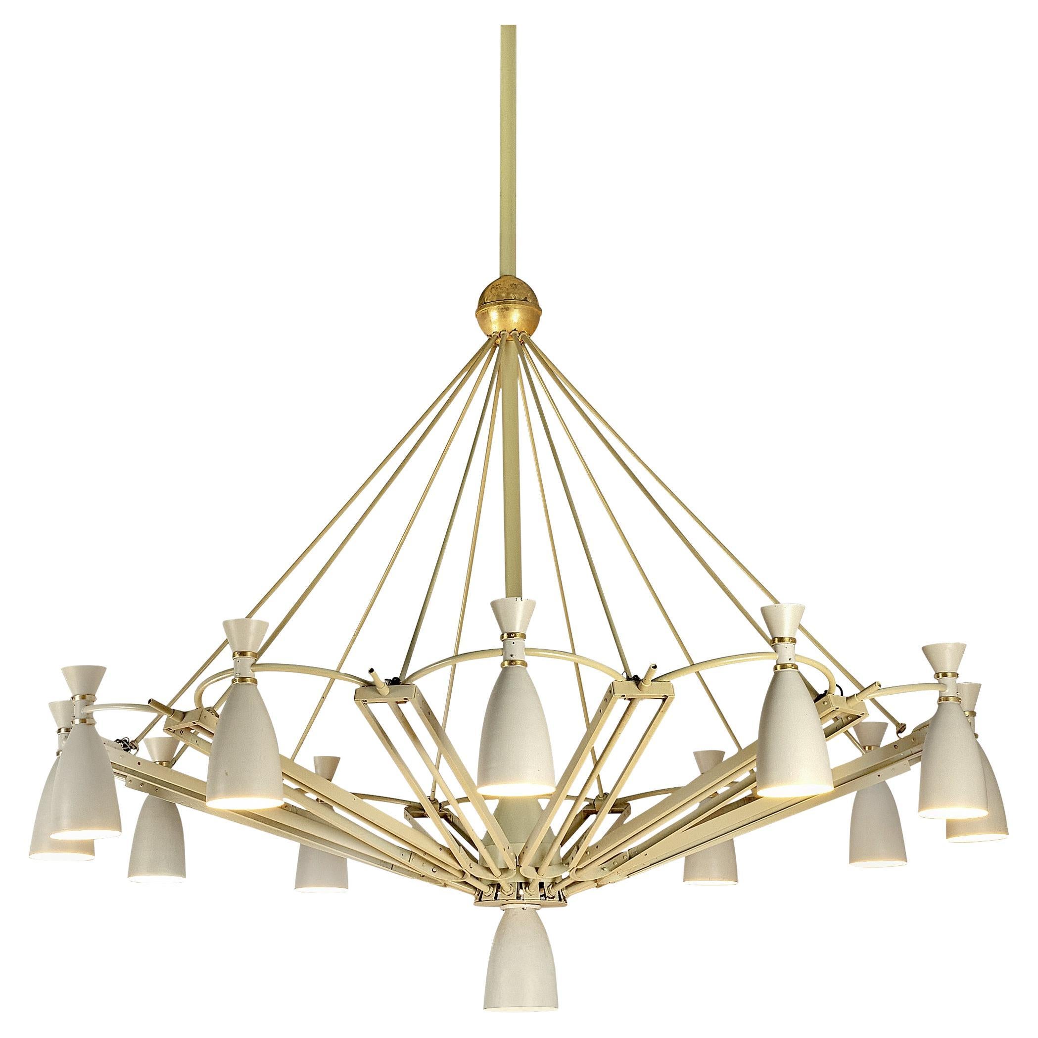 Mid-Century Monumental Chandelier in Lacquered Metal 300 cm/118 in. For Sale