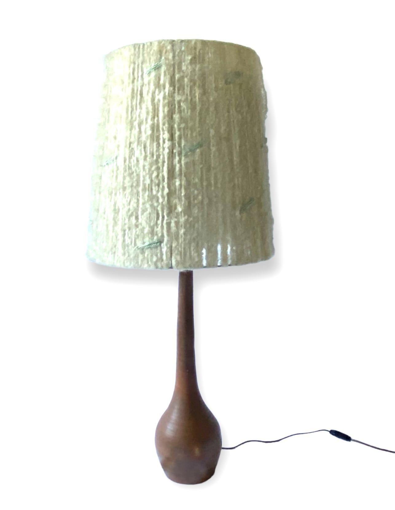 Monumentale glasierte Terrakotta-Tischlampe aus der Mitte des Jahrhunderts, Frankreich 1950er Jahre im Angebot 7