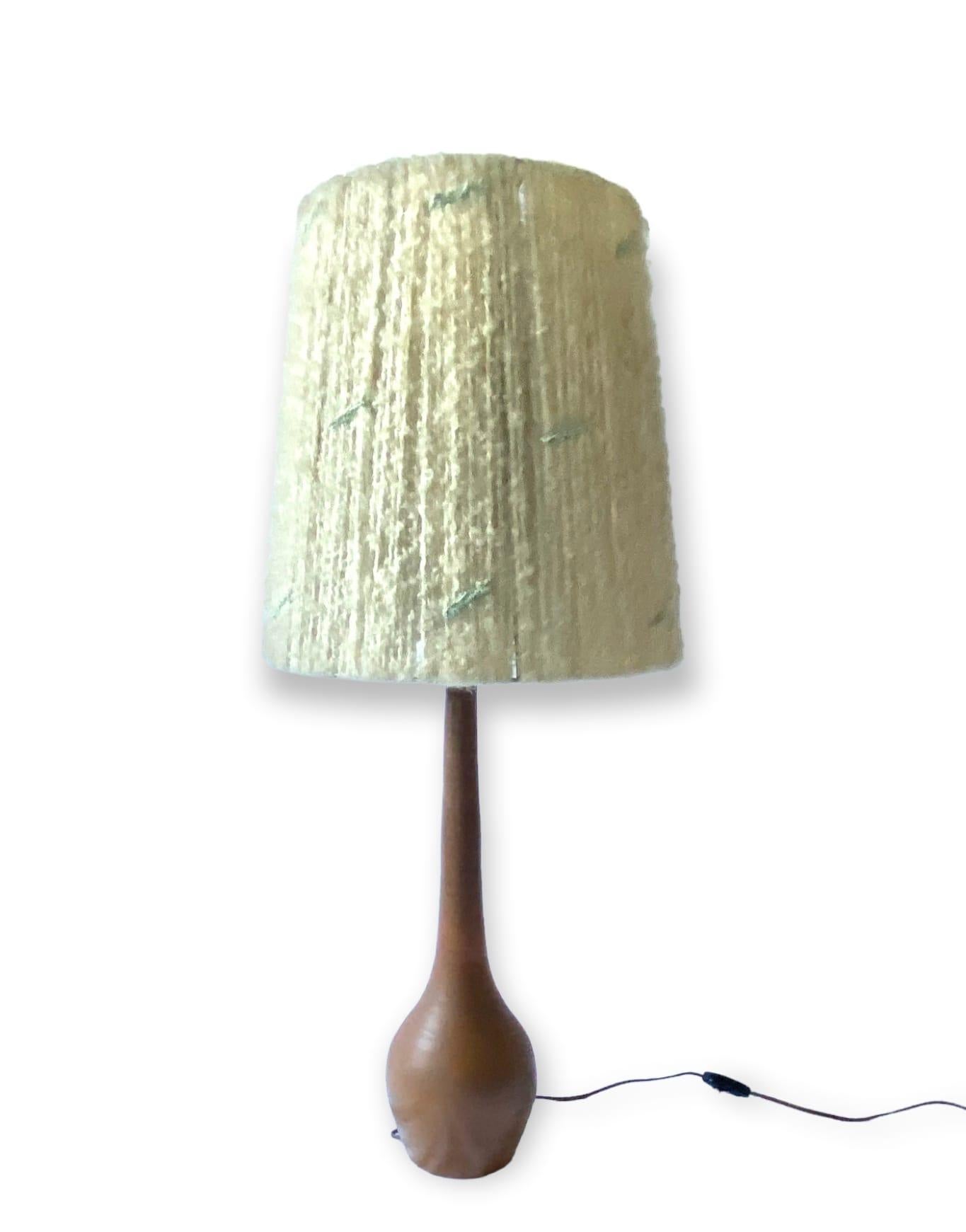 Monumentale glasierte Terrakotta-Tischlampe aus der Mitte des Jahrhunderts, Frankreich 1950er Jahre im Angebot 9