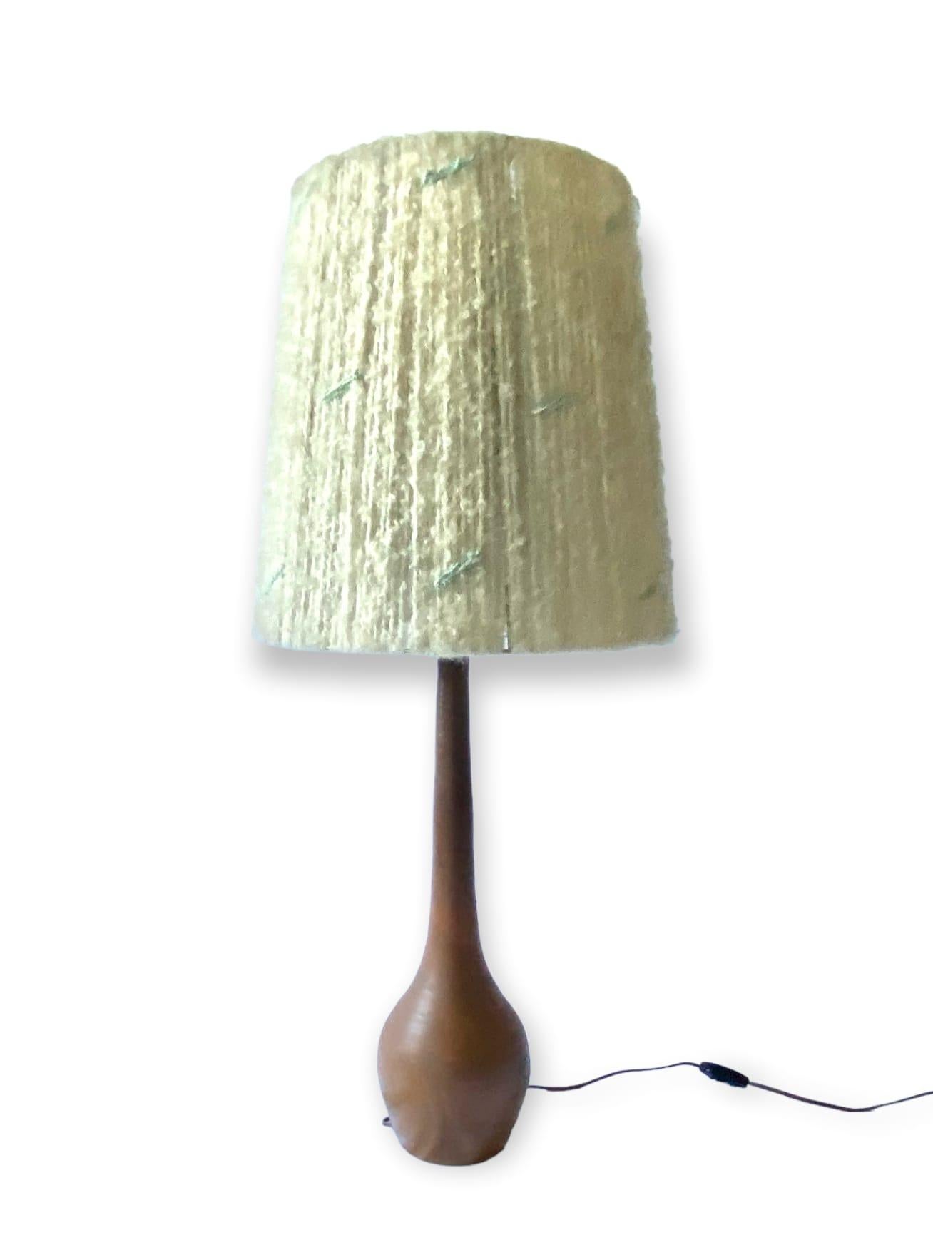 Monumentale glasierte Terrakotta-Tischlampe aus der Mitte des Jahrhunderts, Frankreich 1950er Jahre im Angebot 10
