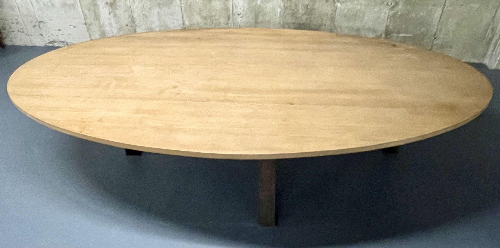 Mid Century Monumental Industrial Dining, Conference Table, Oak, Steel, American For Sale 13