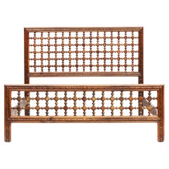 Mid Century Moorish Bobbin Wood Bed c1950s Spain US Queen/UK King