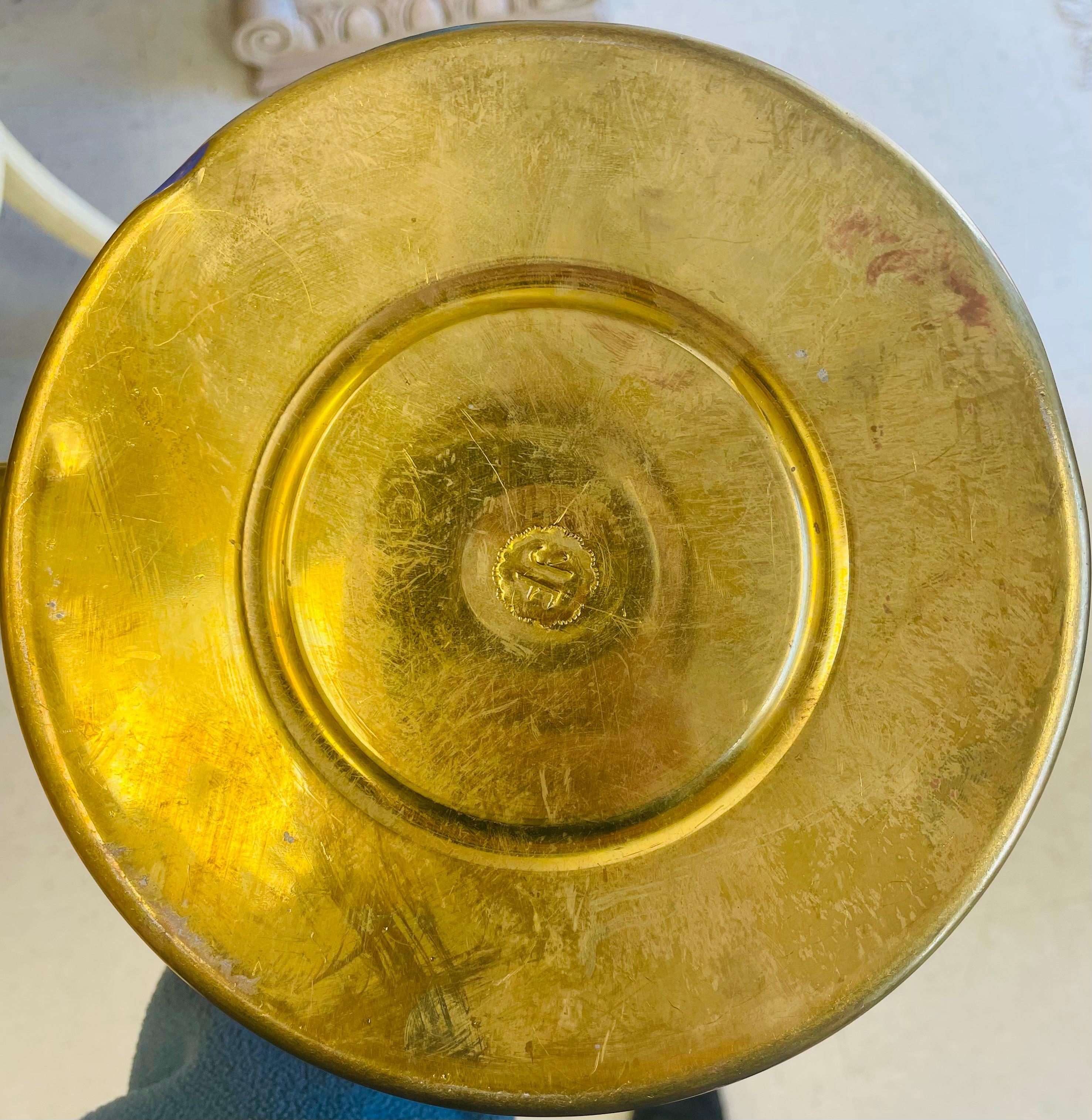 Mid-Century Moorish Brass and Copper Tea Pot on Kettle 5
