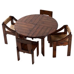 Ensemble de table et chaises brutalistes mi-siècle moderne