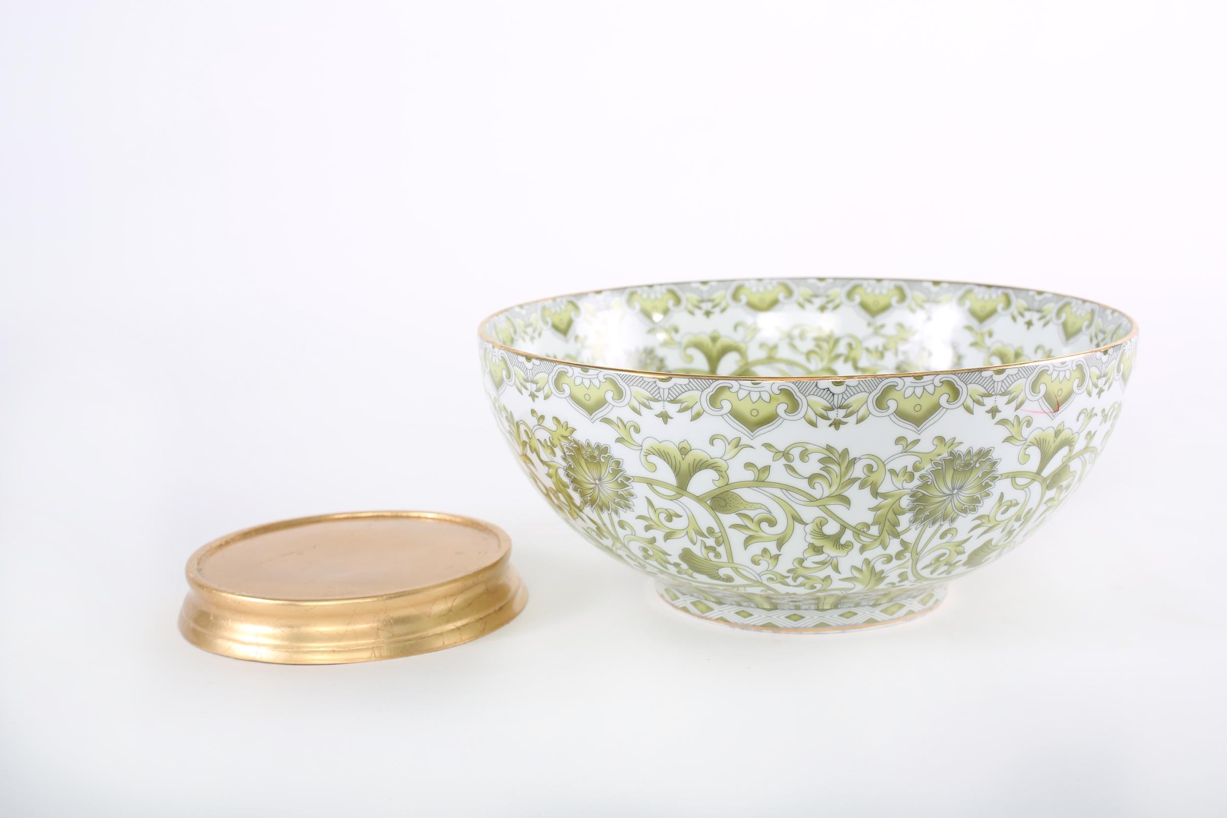 Glazed Mid Century Modern Gilt Porcelain Decorative Bowl 