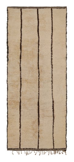Mid-Century Moroccan Beige and Brown Geometric Wool Rug by Rug & Kilim