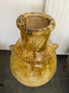 Midcentury Moroccan Handcrafted Yellow Glazed Large Amphora Jardinière