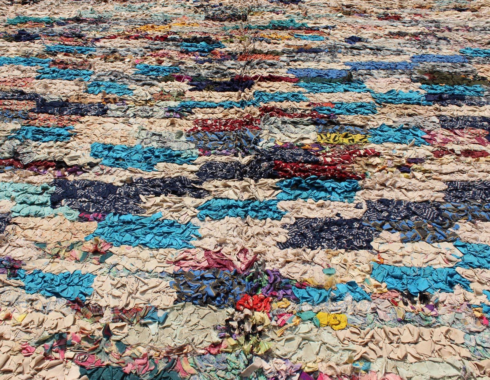 Midcentury Moroccan Rug with Colorful Checkerboard Design For Sale 4