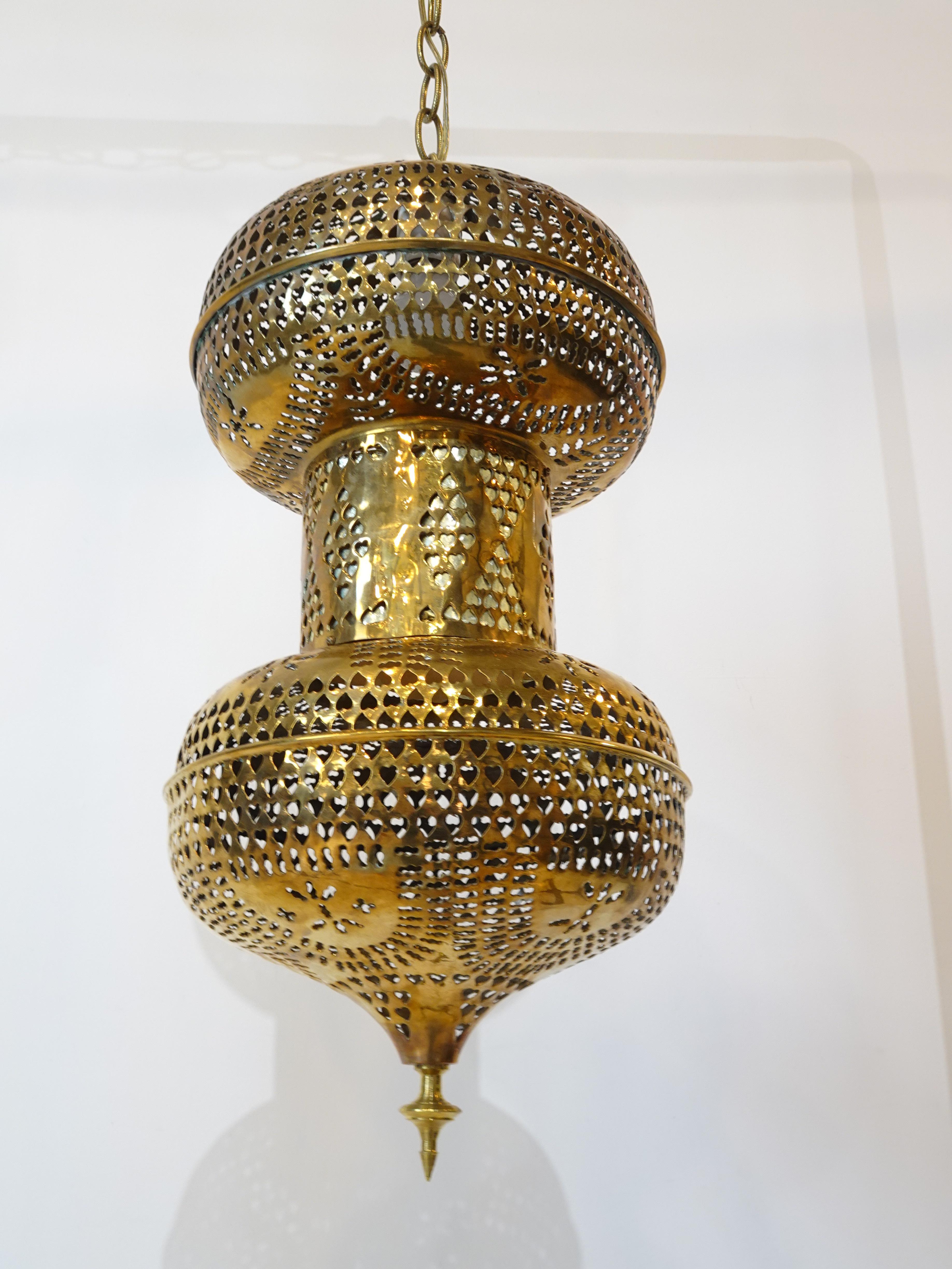 Mid Century Moroccan Styled Hanging Brass Lamp For Sale 2