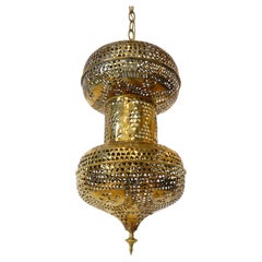 Mid Century Moroccan Styled Hanging Brass Lamp