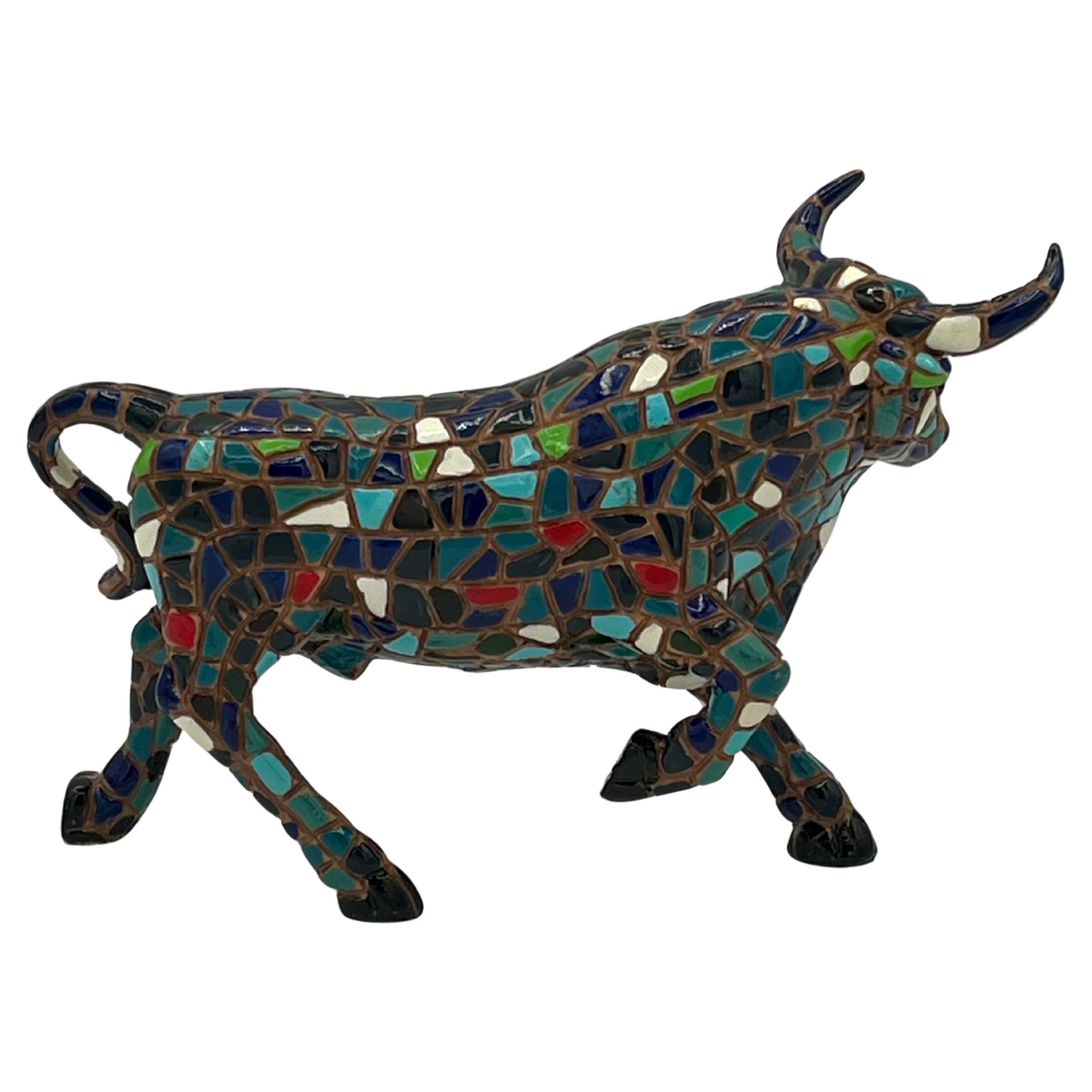 Mid Century Mosaic Bull after Genaro Alvarez Ceramic Tile