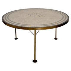 Mid-Century Mosaic Coffee Table by Berthold Müller, Brass, Tile, Germany, 1950