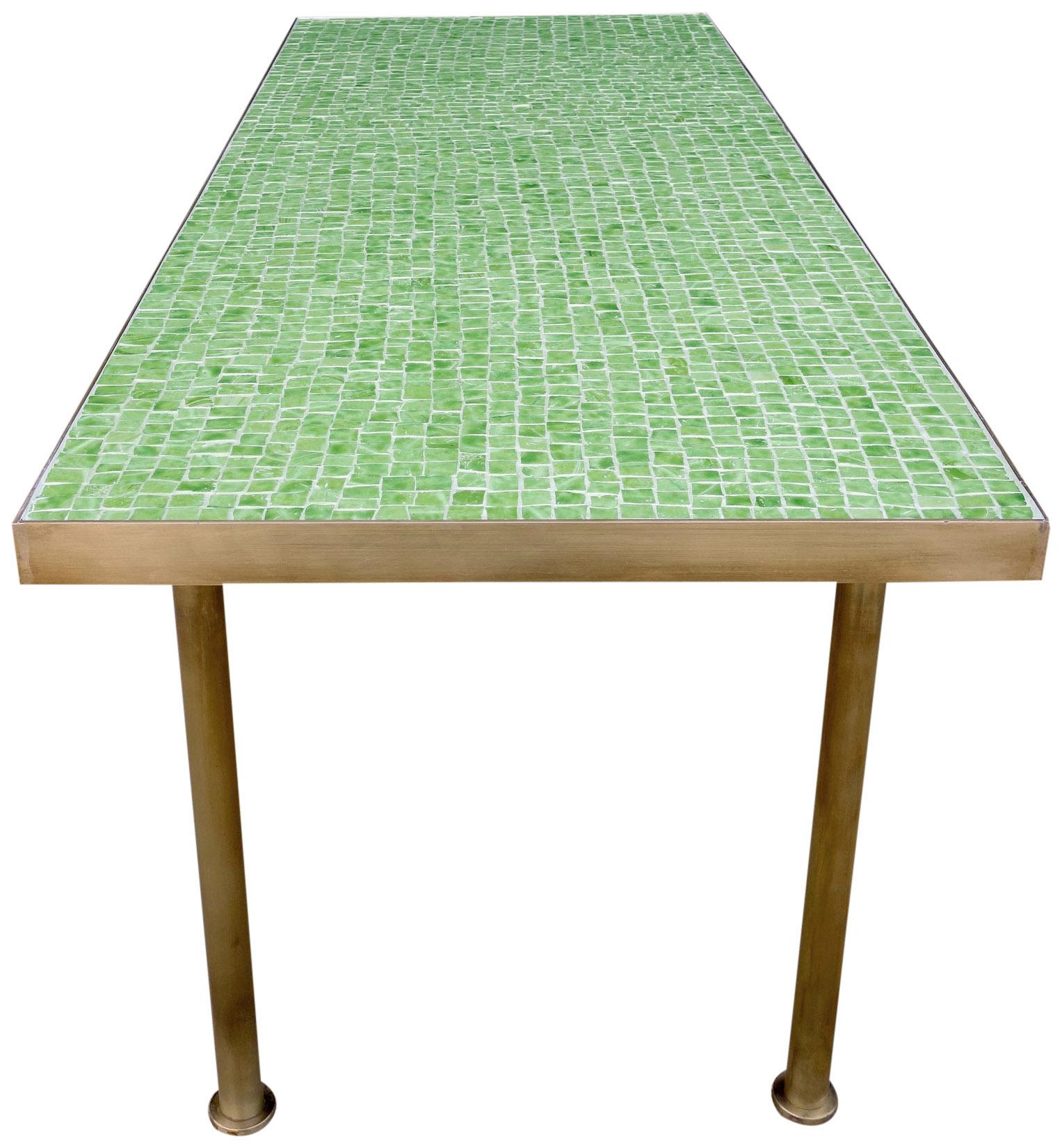 Midcentury Mosaic Coffee Table with Brass Frame 5
