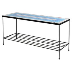 Mid-century mosaic coffee table with metal frame, France