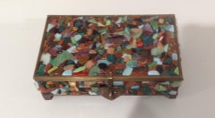 Midcentury Mosaic Glass and Brass Decorative Box from Italy