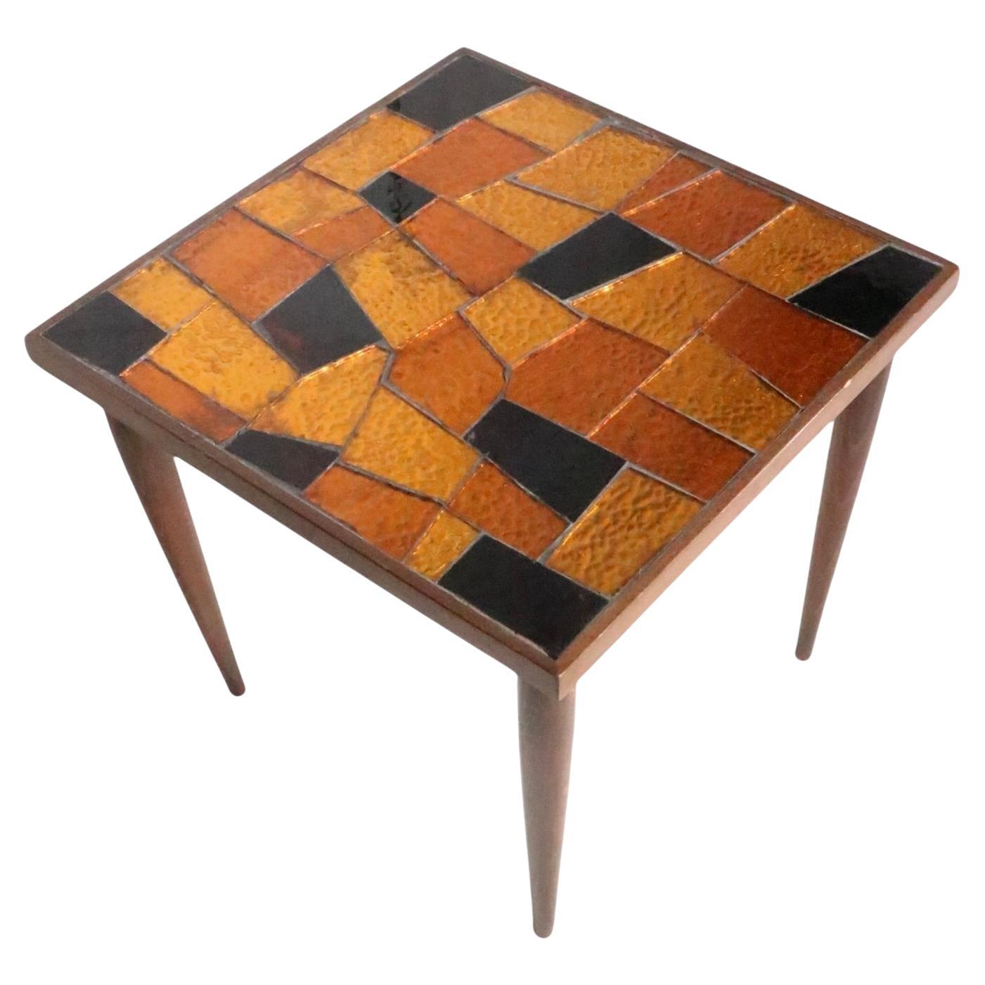 Mid Century Mosaic Glass Top Table By George Briard