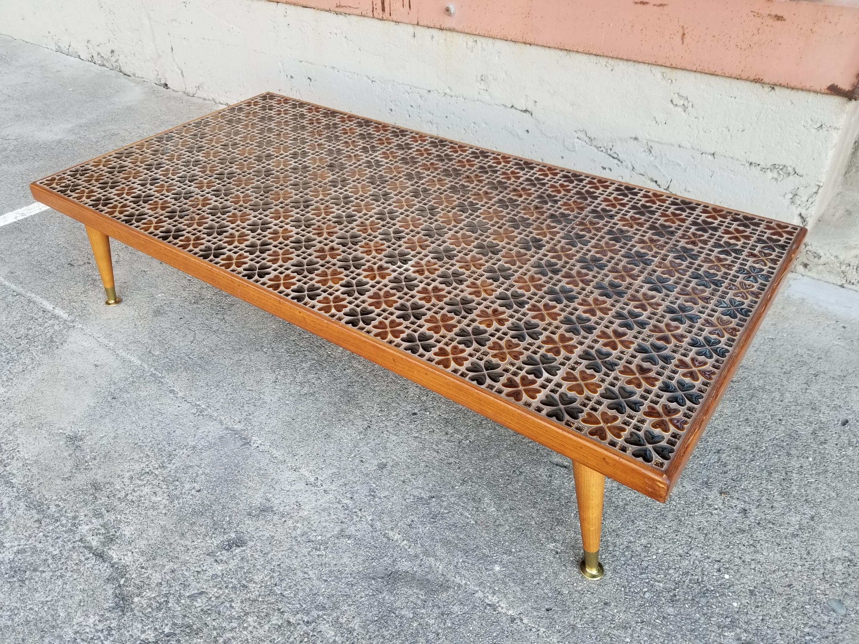 American Midcentury Mosaic Tile Coffee Table