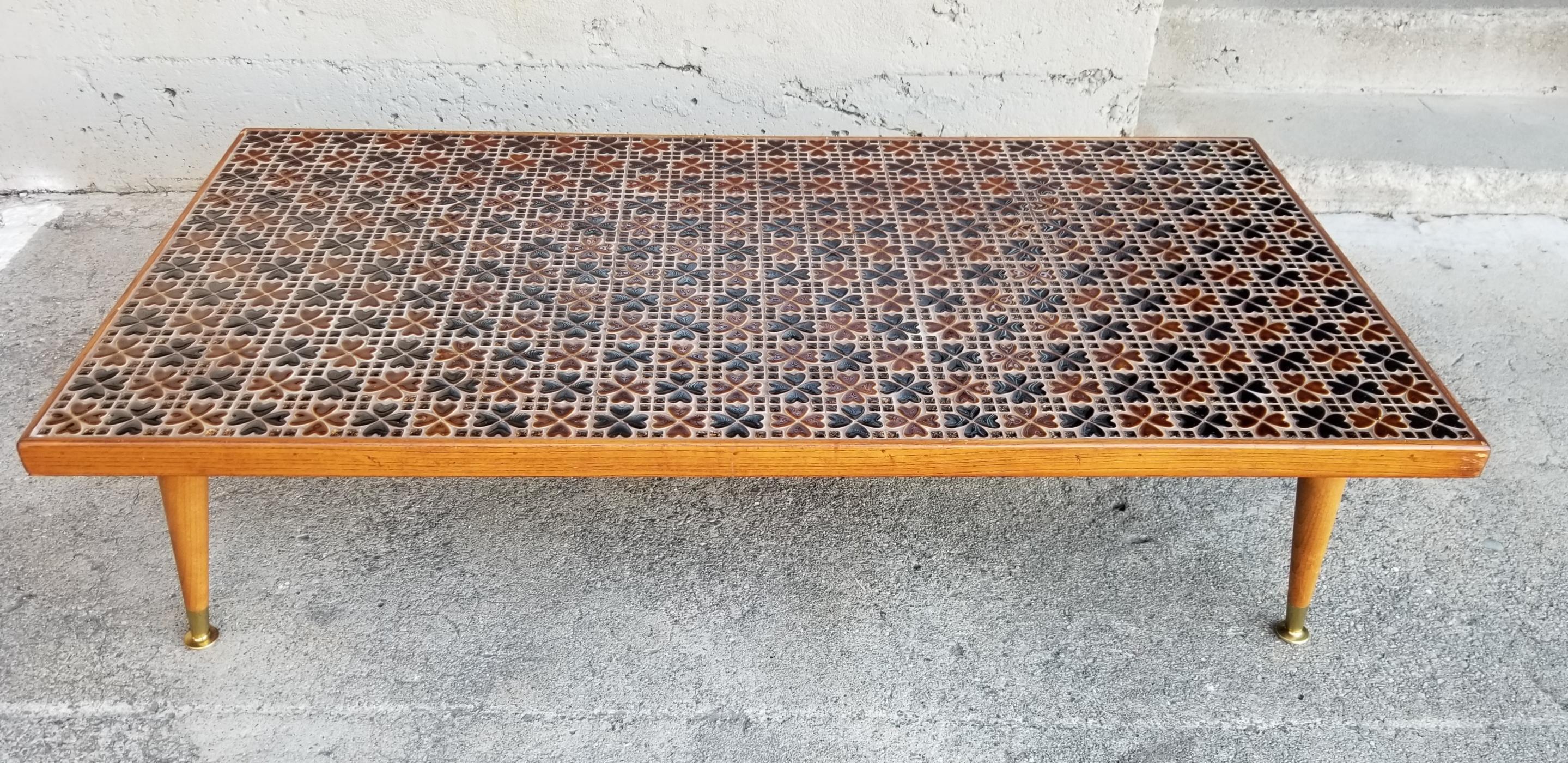 Ceramic Midcentury Mosaic Tile Coffee Table