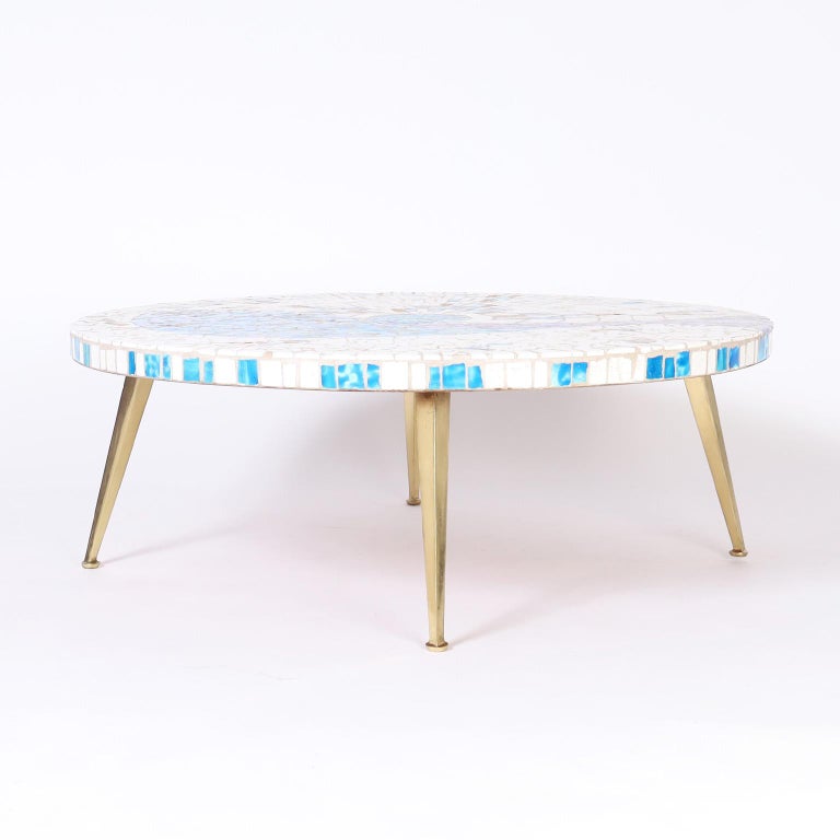 MidCentury Mosaic Tile Top Coffee Table For Sale at 1stDibs