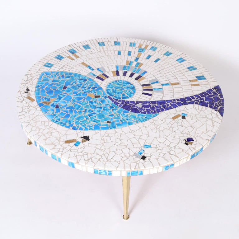 MidCentury Mosaic Tile Top Coffee Table For Sale at 1stDibs
