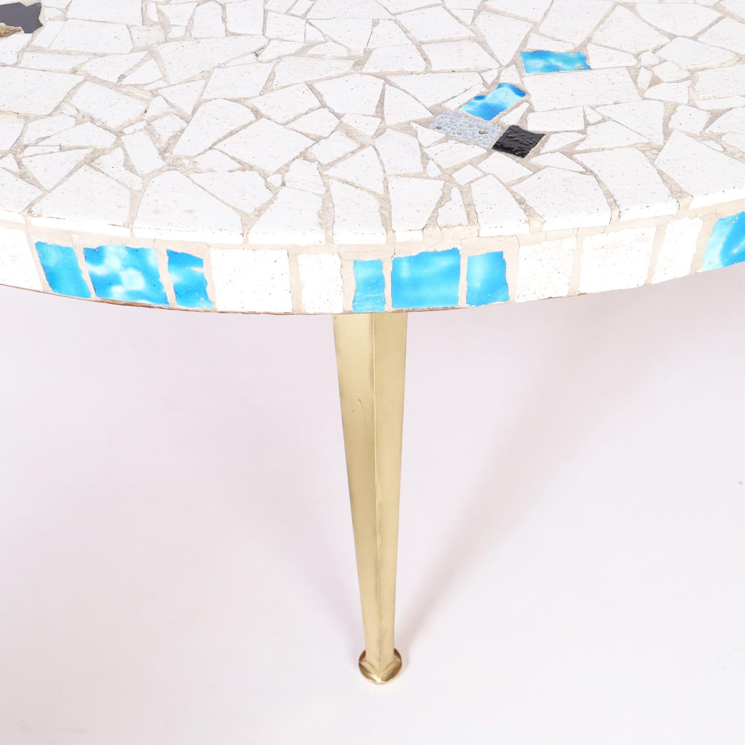 Mid-Century Mosaic Tile Top Coffee Table 1