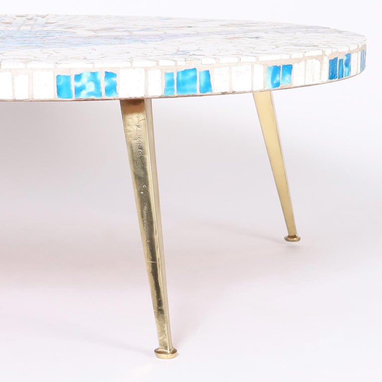 MidCentury Mosaic Tile Top Coffee Table For Sale at 1stDibs