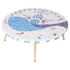 Mid-Century Mosaic Tile Top Coffee Table