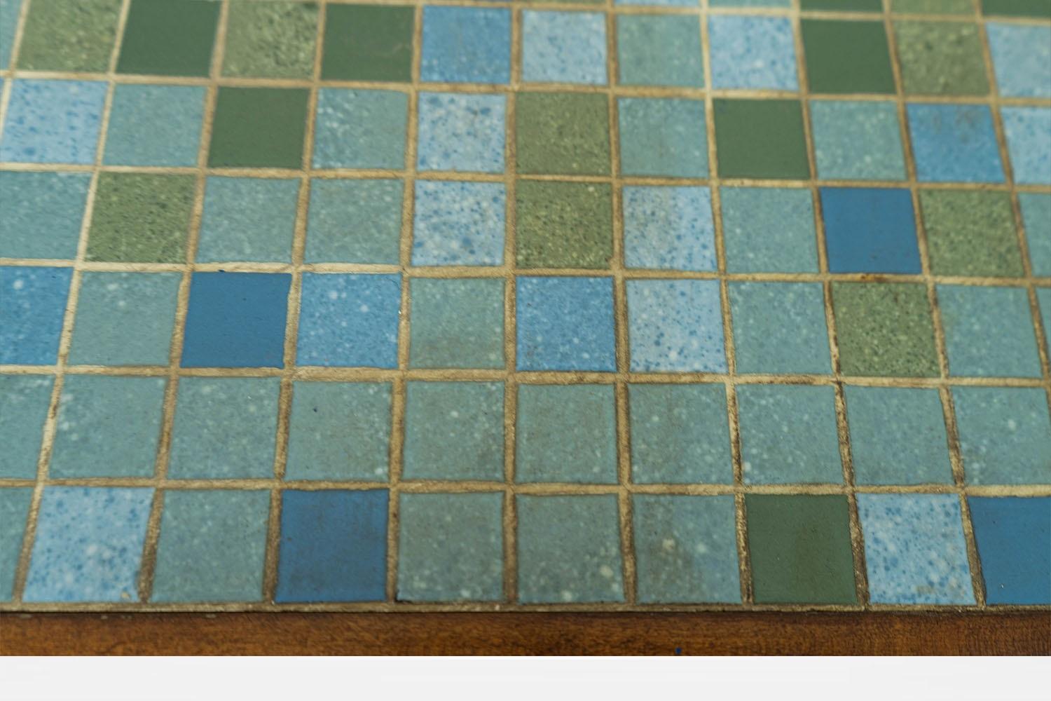 Mid Century Mosaic Tile Top Low Coffee Table For Sale 3