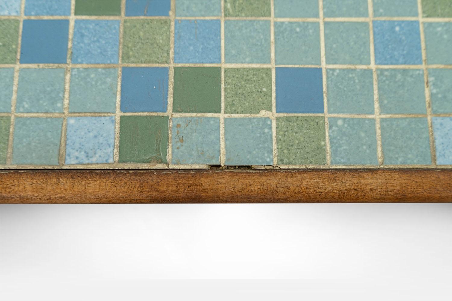 Mid Century Mosaic Tile Top Low Coffee Table For Sale 1