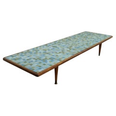 Mid Century Mosaic Tile Top Low Coffee Table