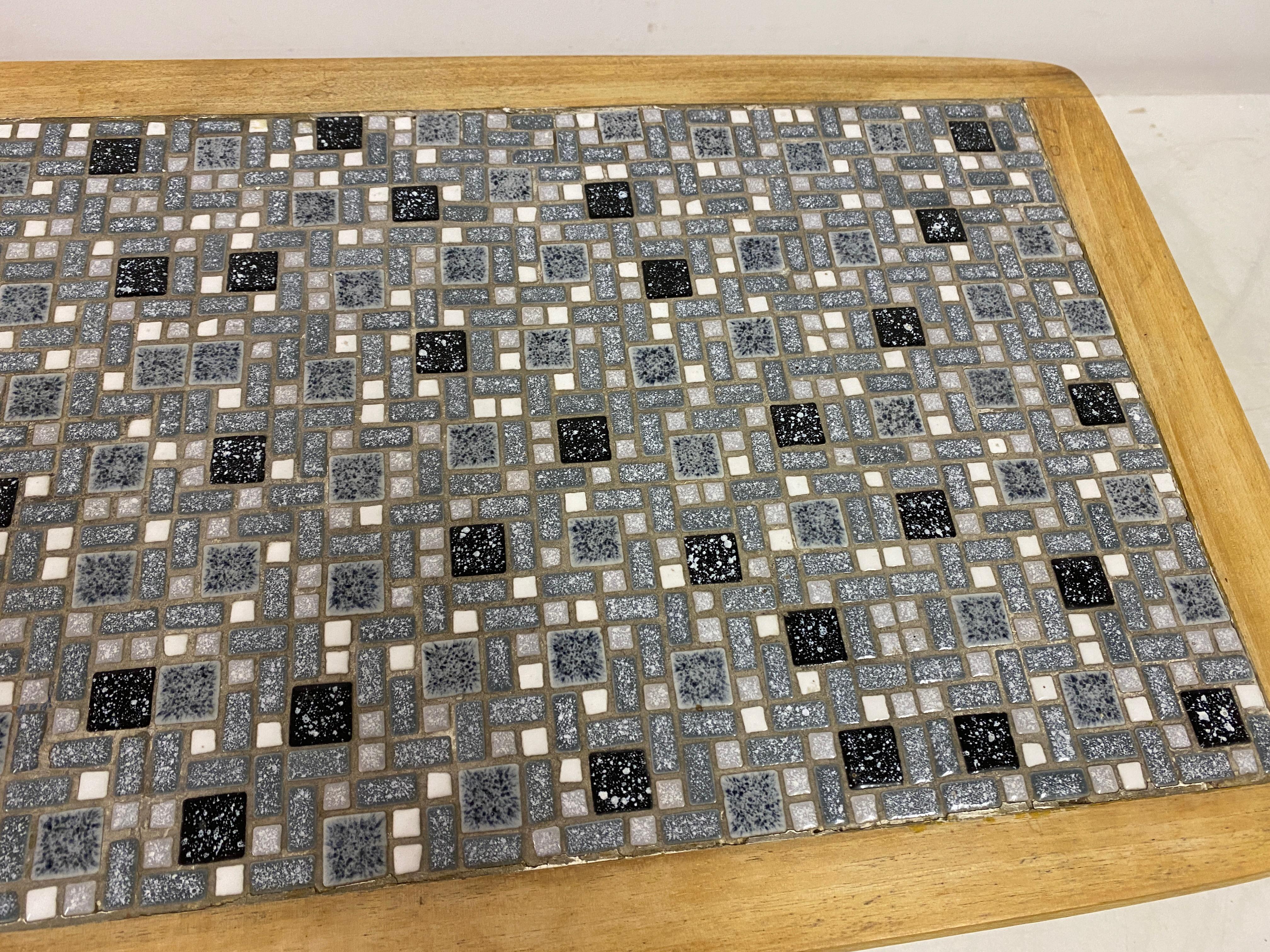 20th Century Mid Century Mosaic Tile Top Table For Sale