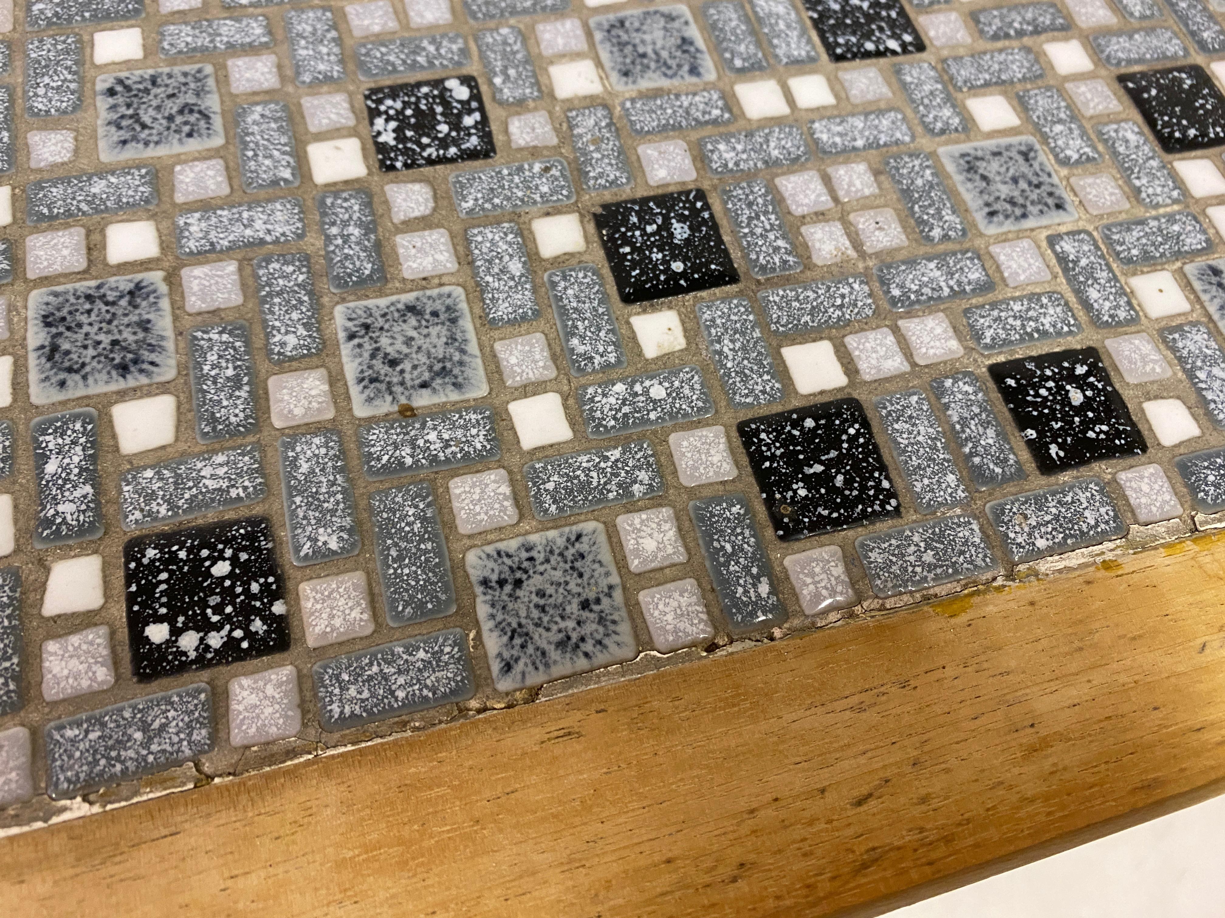 Ceramic Mid Century Mosaic Tile Top Table For Sale