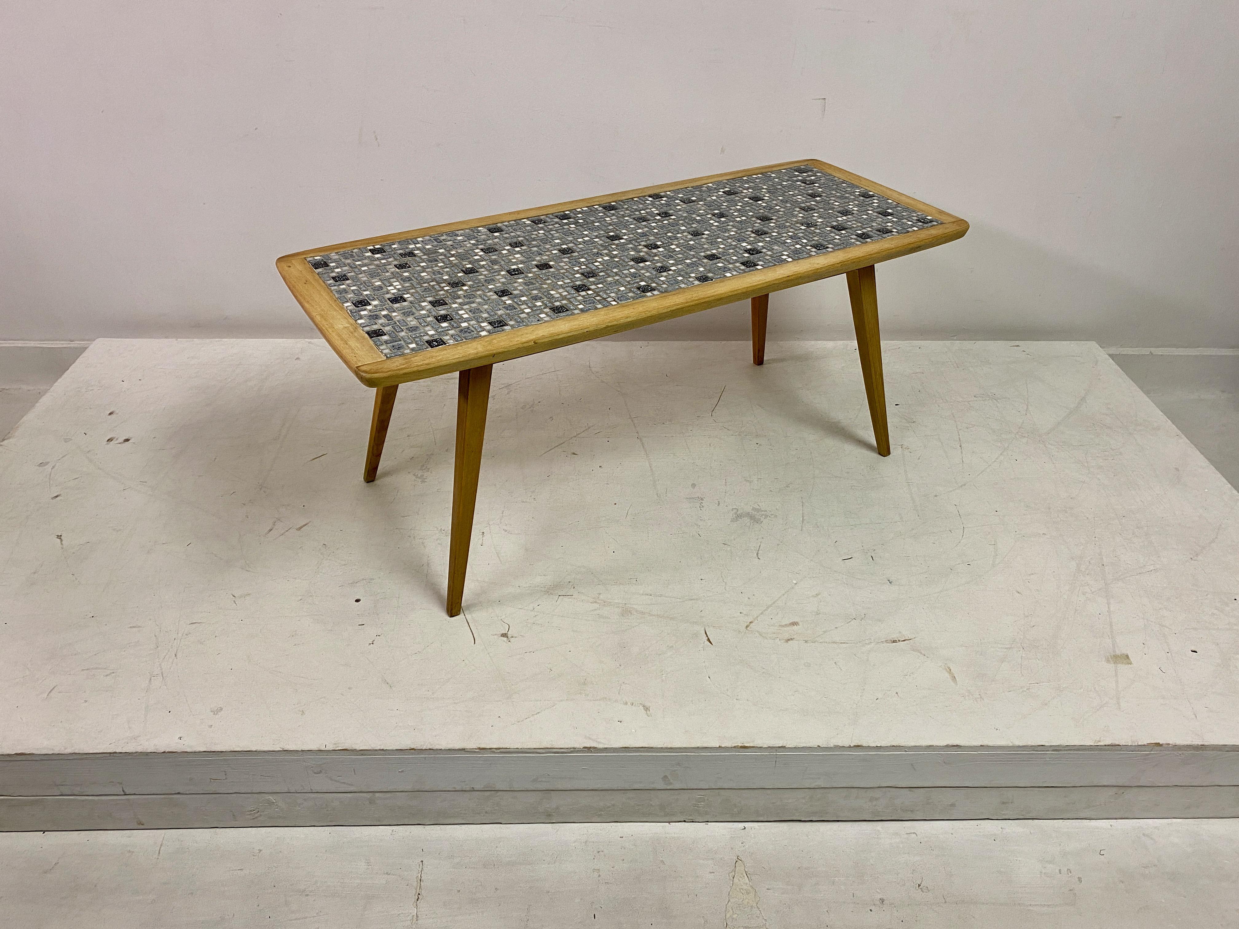 Mid Century Mosaic Tile Top Table For Sale 1