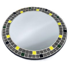MID-CENTURY mosaic wall mirror round vintage mirror 70s