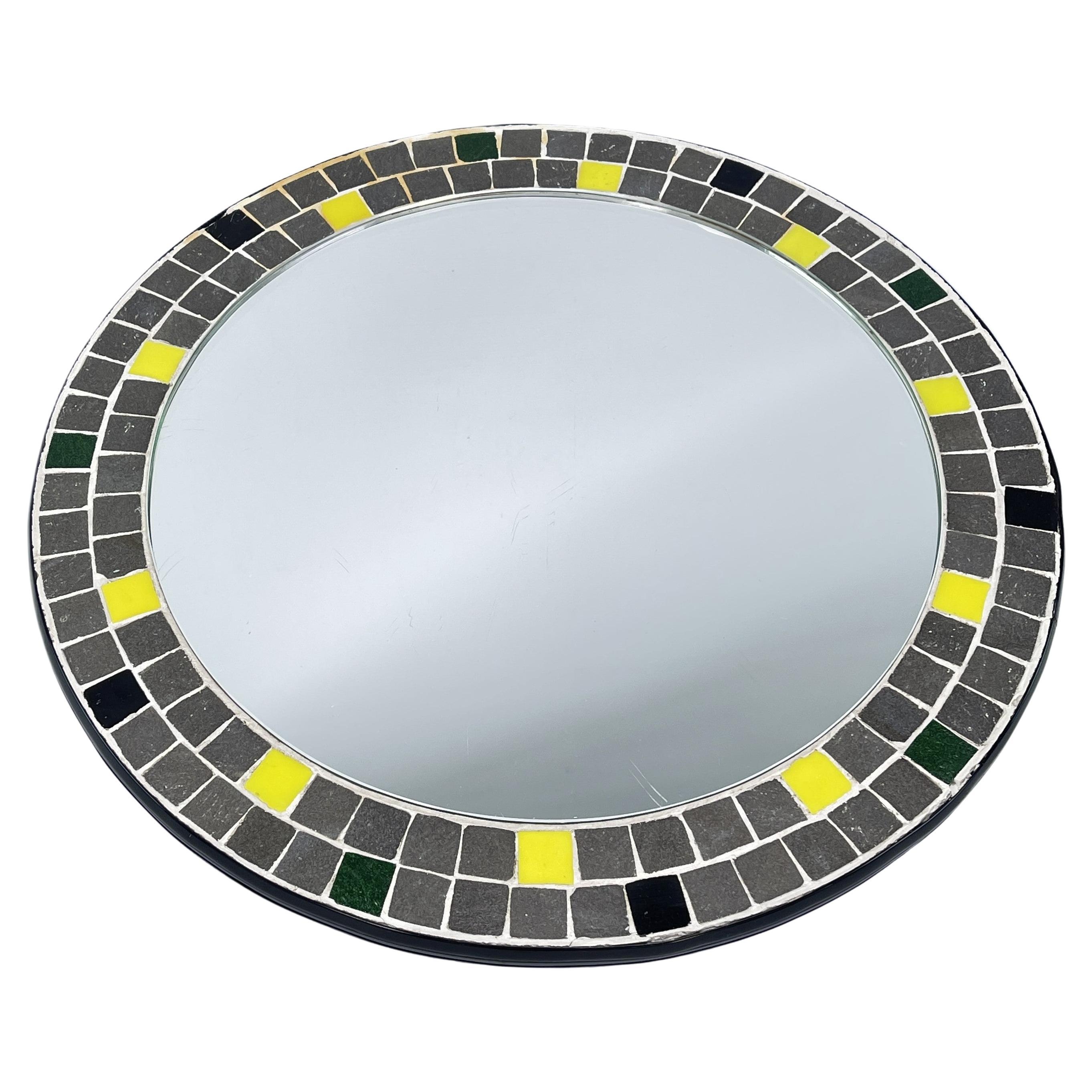 MID-CENTURY Mosaik Wandspiegel rund vintage Spiegel 70s im Angebot