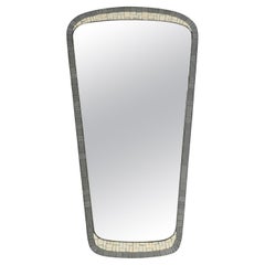 Mid Century mosaic wall mirror with heavy brass frame by Münchner Zierspiegel