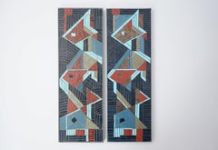 Mosaik-Wandteller aus der Jahrhundertmitte von W. Zimmermann für Ritter, 2 Exemplare